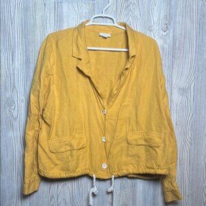 J. Jill utility jacket button up blazer linen rayon blend lagenlook women's